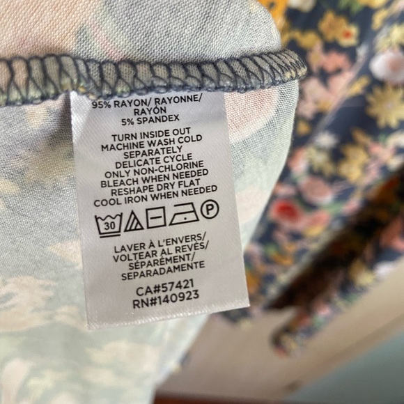 LOFT Floral Dress Stretch Feminine Ruffle Sz XL - Picture 4 of 7